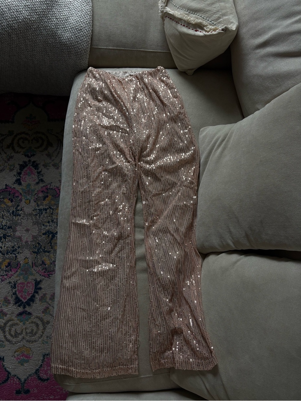Halloween Costume Gold Beige sequin Pants